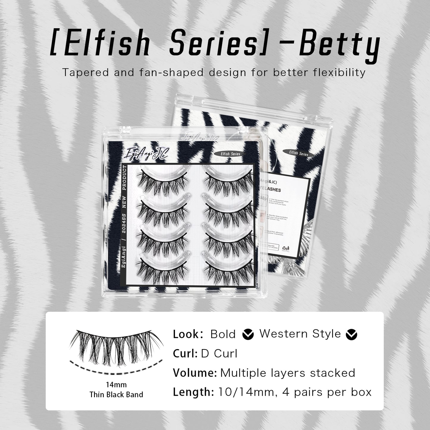 "Betty" Natural Biracial Style Glue-on Upper Lashes