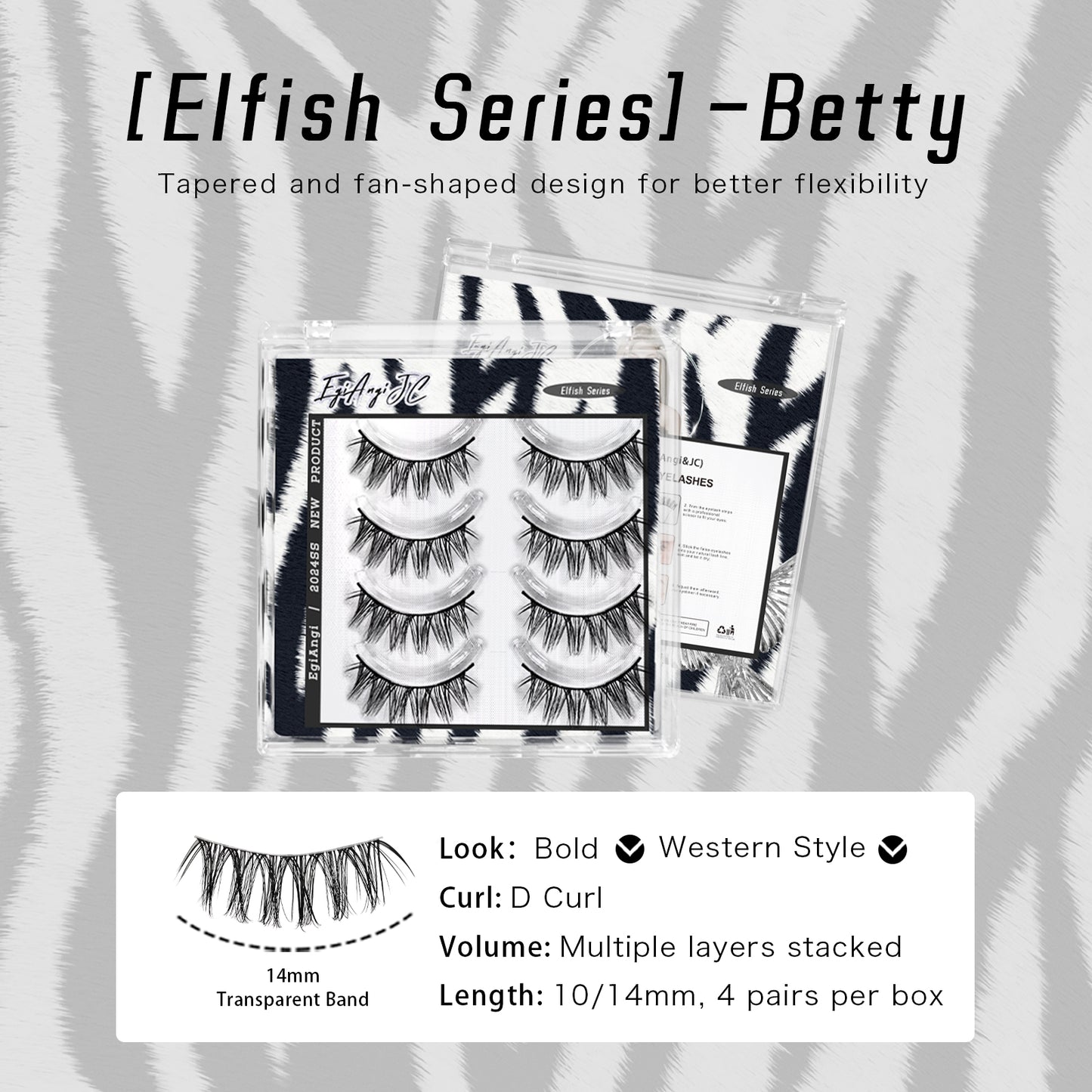 "Betty" Natural Biracial Style Glue-on Upper Lashes